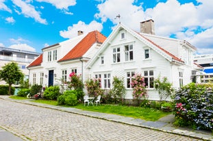 Vagen old town aerial panoramic view in Stavanger, Norway. Stavanger is a city and municipality in Norway.