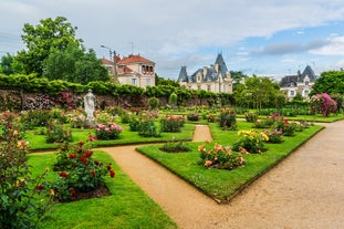 Photo of beautiful city Saint-Brieuc with ancient half-timbered houses, Brittany region, France.