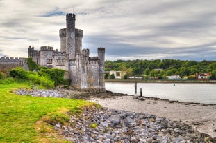 Photo of panorama of the waterfront of Malahide, with beautiful seafront homes. Malahide is an affluent coastal settlement, County Dublin, Ireland.