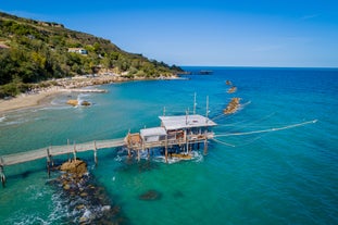 Photo of aerial view of Vasto Marina and Adriatic sea, Italy.