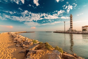 Photo of  the beach area of the city of Jesolo in the province of Venice.