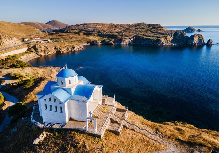 Photo of The church of Agios Nicholaos near the town of Myrina at the Greek island of Lemnos in the Northern Aegean Sea.