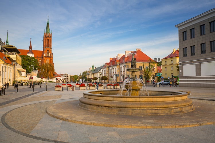 Photo of Kosciusko Main Square with Basilica in Bialystok, Poland.