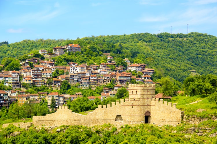 A beautiful view of the fortress of Veliko Tarnovo, Bulgaria on a sunny summer day