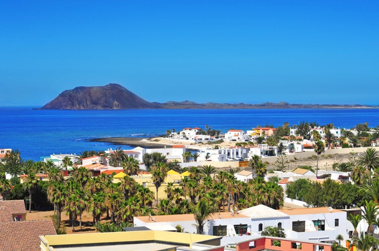 a view of Lobos Island from Corralejo in Fuerteventura, Canary Islands, Spain