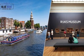 Kanalcruise i Amsterdam og gå forbi køen-adgang til Rijksmuseum