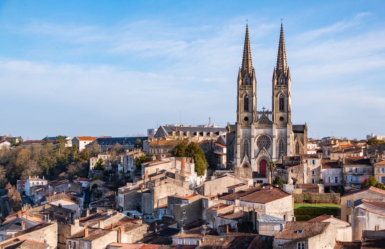 photo of view of A picture of the Saint Andrew's Church of Niort towering the city, Niort, France.