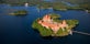 Lithuanian water castle - Panoramic view of Trakai Castle and Lake Galvė