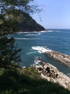 Photo of panoramic aerial view of San Sebastian (Donostia) on a beautiful summer day, Spain.