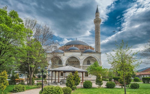 Photo of Mustafa Pasha Mosque, an old Ottoman Turkish mosque in the Bushi district of Skopje, Macedonia.