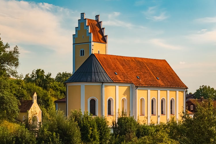 Photo of Cemetary on a sunny summer day at Frontenhausen aka Niederkaltenkirchen, Dingolfing-Landau, Bavaria, Germany .