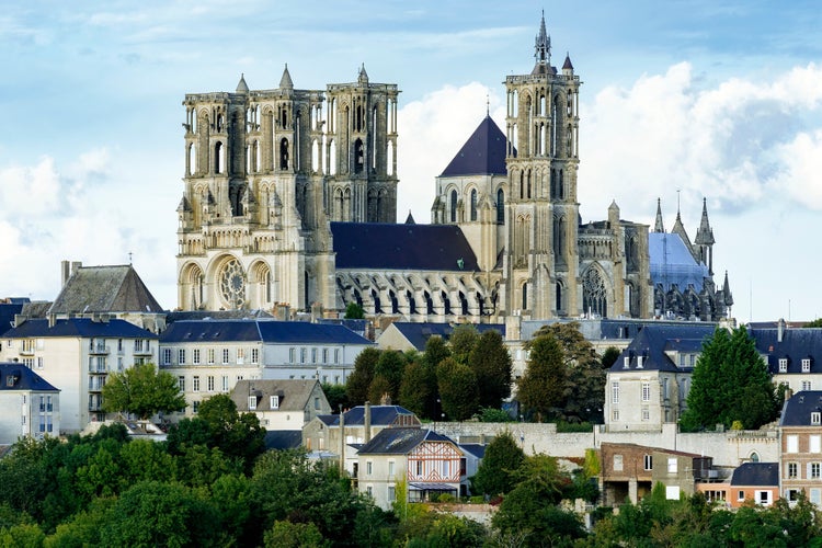 photo of view of Cathedral of Laon in France.