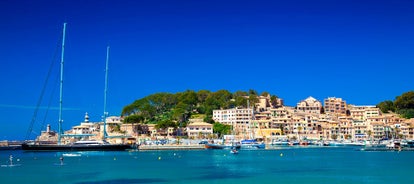 Photo of the famous orange tram runs from Soller to Port de Soller, Mallorca, Spain.