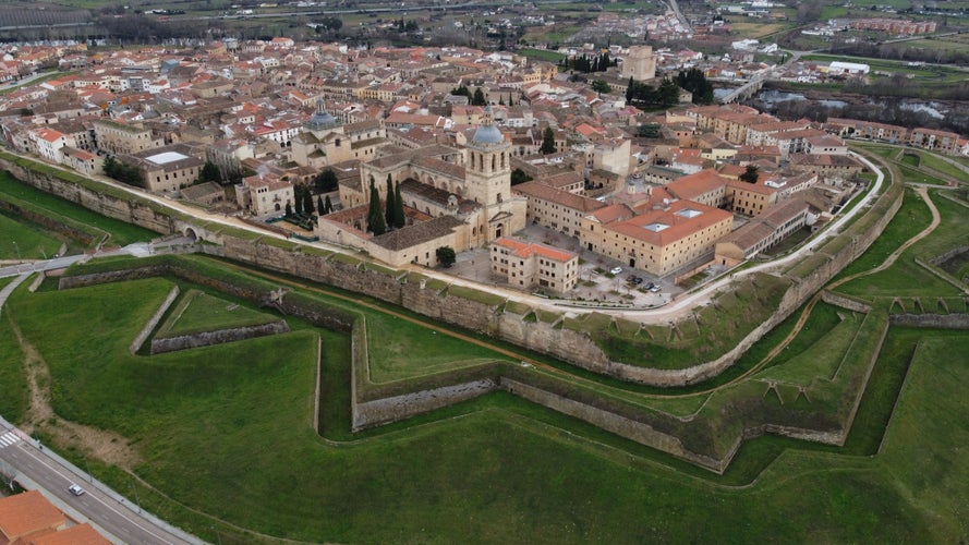 photo of view of Fortifications of medieval walled town of Ciudad Rodrigo, Salamanca, Spain.