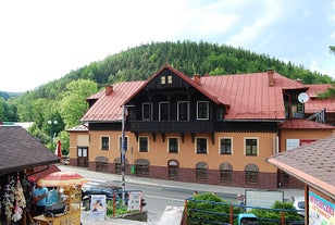 Photo of old wooden Norwegian temple Wang in Karpacz, Poland.