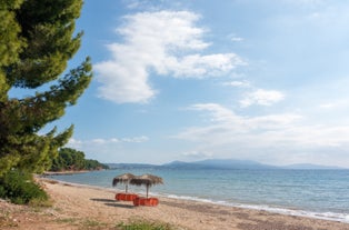 Photo of Ouranoupolis tower in Chalkidiki, Greece on a summer day.