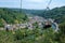 View of Vianden with cable car, Grand Duchy of Luxembourg, panorama