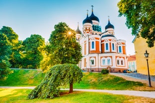 Photo of beautiful landscape of Oru park in Toila at autumn. Ida-Viru County, Estonia.