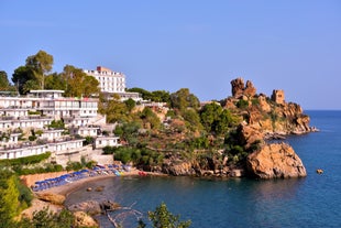 Photo of view of Cefalu and Promontorio de Torre Caldura seen from Norman Castle, La Rocca park, Italy.