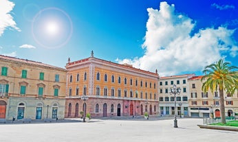 Photo of multicolored flower garden inside the city of Sassari ,Sardinia, Italy.