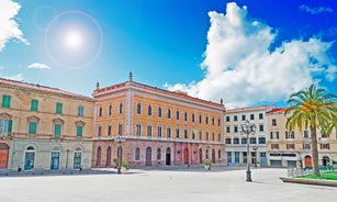 Photo of multicolored flower garden inside the city of Sassari ,Sardinia, Italy.