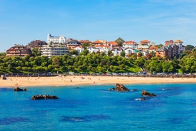 Photo of Santander city beach aerial panoramic view.