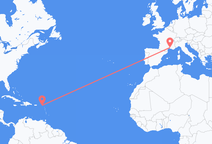Vuelos del Barrio del Príncipe Inferior, Sint Maarten a Nîmes, Francia