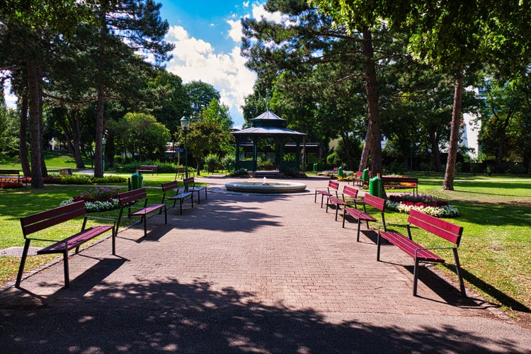 path to the music pavilion in the city park of Wiener Neustadt, Austria