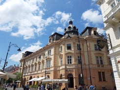 Photo of the Small Square piata mica, the second fortified square in the medieval Upper town of Sibiu city, Romania.