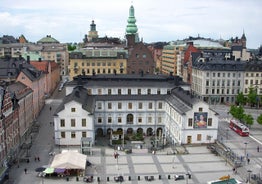 Stockholm old town (Gamla Stan) cityscape from City Hall top, Sweden.