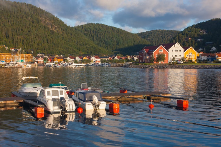 photo of view of View of bay of morning Namsos, Norway.