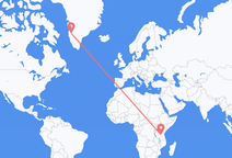 Flyrejser fra Dodoma, Tanzania til Kangerlussuaq, Grønland