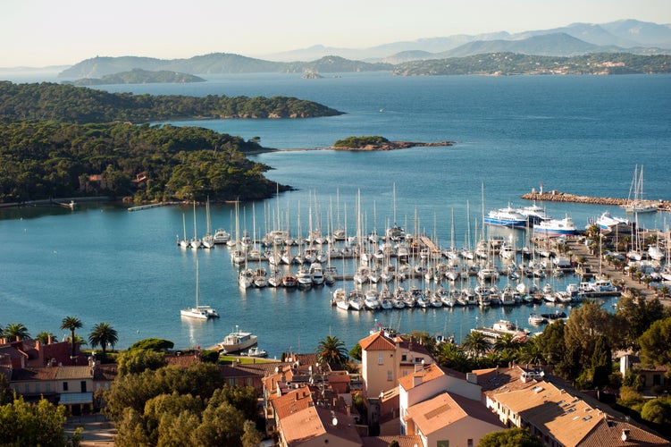 Scenic view of Porquerolles Port Cros National Park Hyeres France.