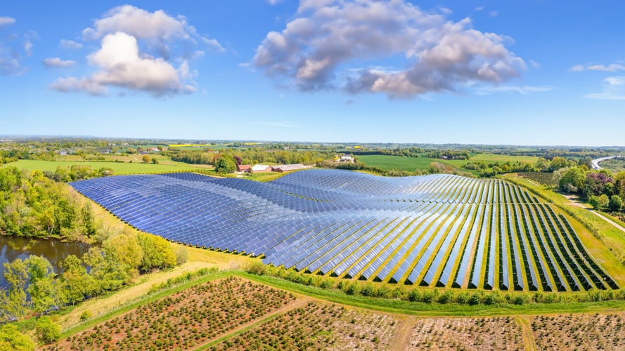 Solar Energy Park in Silkeborg, Denmark. It covers an area of 156.000 m2 or 22 football fields and has 12,000 solar panels.