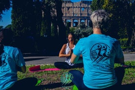 Yoga Class Experience with the View of Colosseum