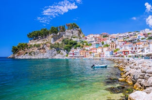 Photo of beautiful panoramic view of Parga city, Greece.