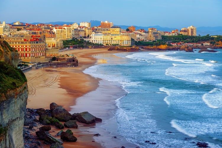 Photo of Biarritz city and its famous sand beaches, France.