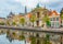 photo of Teylers museum situated next to a channel in the dutch city Haarlem, Netherlands.