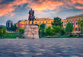 Photo of aerial view of Plovdiv, Bulgaria.