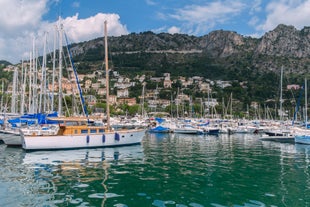 photo of an aerial panoramic view on marina in Beaulieu sur Mer, France.