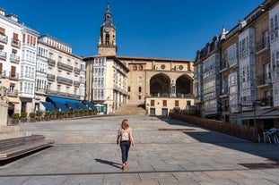 Photo of panoramic aerial view of San Sebastian (Donostia) on a beautiful summer day, Spain.