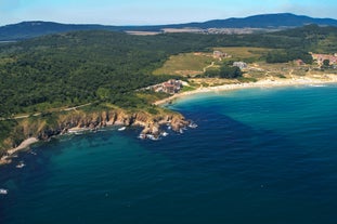 Photo of aerial view of the small Black sea town of Chernomorets ,Bulgaria.