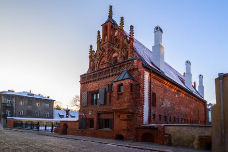 Old house in the Gothic style and different ornaments