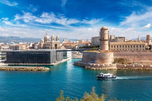 Saint Jean Castle and Cathedral de la Major and the Vieux port in Marseille, France.