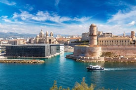 View of Mediterranean luxury resort and bay with yachts. Nice, Cote d'Azur, France. 