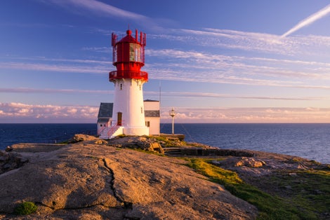 Photo of world famous Lindesnes lighthouse at the south of Norway.