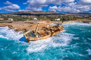 Photo of aerial view of Paphos with the Orthodox Cathedral of Agio Anargyroi, Cyprus.