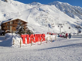 photo of an aerial morning view of Tignes Val Claret, France.