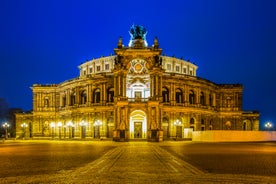 Photo of scenic summer view of the Old Town architecture with Elbe river embankment in Dresden, Saxony, Germany.