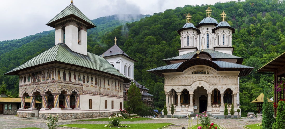 Photo of Lainici Monastery in Târgu Jiu , Romania.